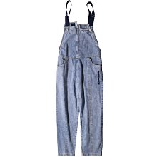 歐單 新款 時尚減齡 編織織帶 重工水洗 寬鬆小哈倫牛仔吊帶褲 漁夫褲 (K876)
