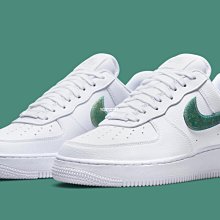 NIKE Air Force 1 Low Glitter Swoosh 白綠 閃光 百搭 滑板鞋dh4407-100