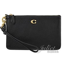 【茱麗葉精品】全新精品 COACH 專櫃商品 CH818 金屬C LOGO荔枝皮革拉鍊手拿包.黑 現貨