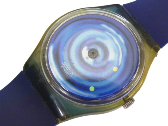 造形錶 [SWATCH 5824] SWATCH 約簡一般圓型錶[藍色龍捲風面(無針)]石英/中性/新潮錶