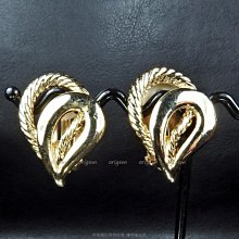 珍珠林~展示品出清特價~古典設計夾式繩紋金色耳環#294