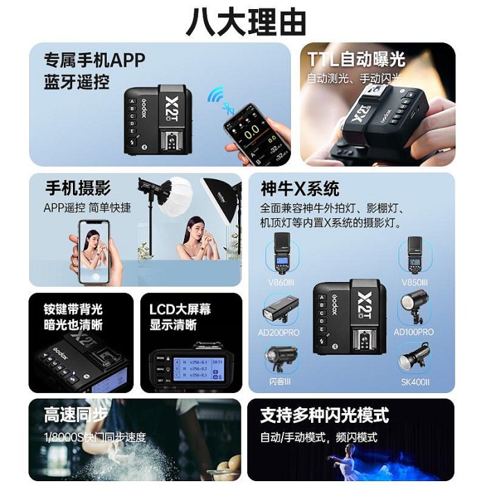 濾鏡godox神牛引閃器x2t/x3/XPRO二代觸發器適用佳能尼康閃光燈V1/V860三代x1t接收器觸摸屏ttl