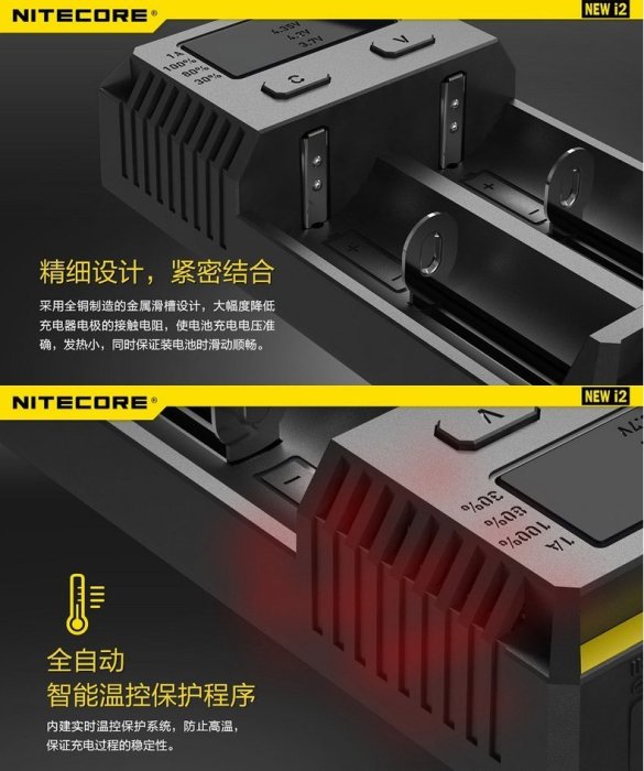 NiteCore 奈特科爾 NEW i2  Ni-MH IMR 18650 多功能智能充電器 含稅