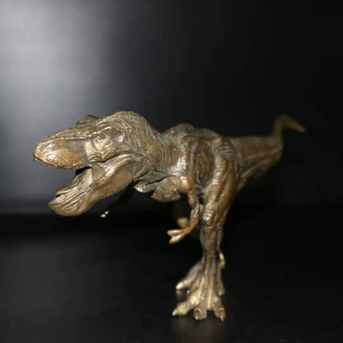 嗨購1-仿古純銅恐龍擺件銅恐龍兒童房客廳桌面擺件黃銅大恐龍家居裝飾品-特價