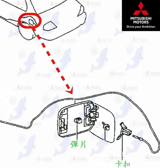 GRAND LANCER SPORTBACK FORTIS ZINGER CLOT PLUS油箱蓋彈簧彈片卡扣卡榫組三菱中華正廠