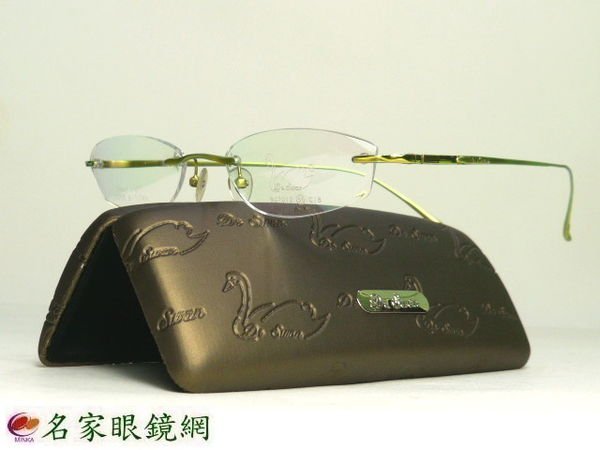《名家眼鏡》Dr.Swan精品時尚雕刻黃綠色純鈦金屬無框BG7012 C18【台南成大店】