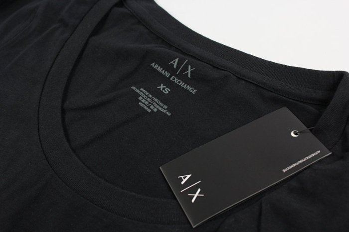 美國百分百【Armani Exchange】T恤 AX 短袖 logo 上衣 T-shirt 設計 黑色 女 H658