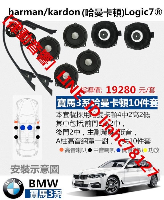 [律動音響] Bmw 寶馬3系 f30 harman/kardon Logic7 升級哈曼卡頓汽車音響 原廠選配喇叭