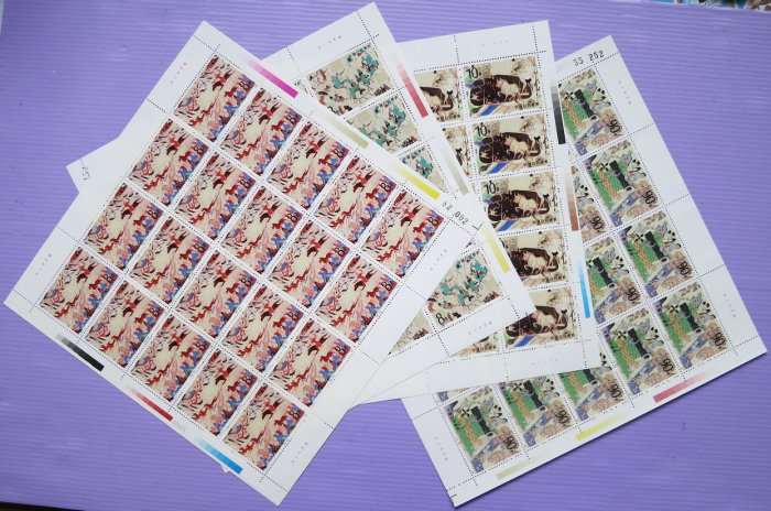 ~郵雅~中國大陸1988年T126 敦煌壁畫 (第二組)郵票版張