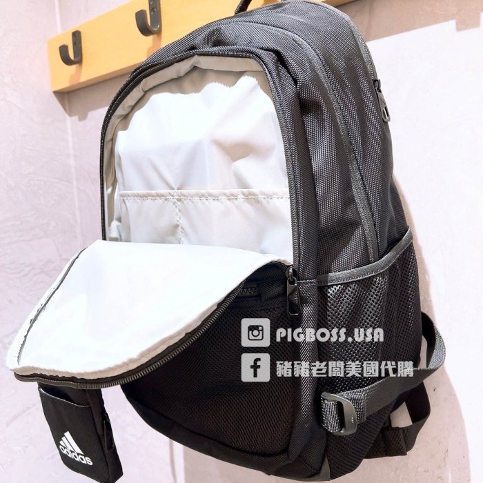 【豬豬老闆】ADIDAS BACKPACK 黑 吸濕排汗 可拆式收納袋 胸扣 多夾層 訓練 運動 後背包 HE2647