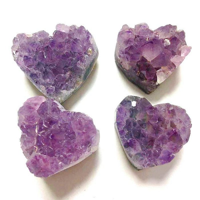 【天然水晶】天然紫水晶心形吊墜紫晶簇 原石 原礦紫晶塊 心形紫晶吊墜