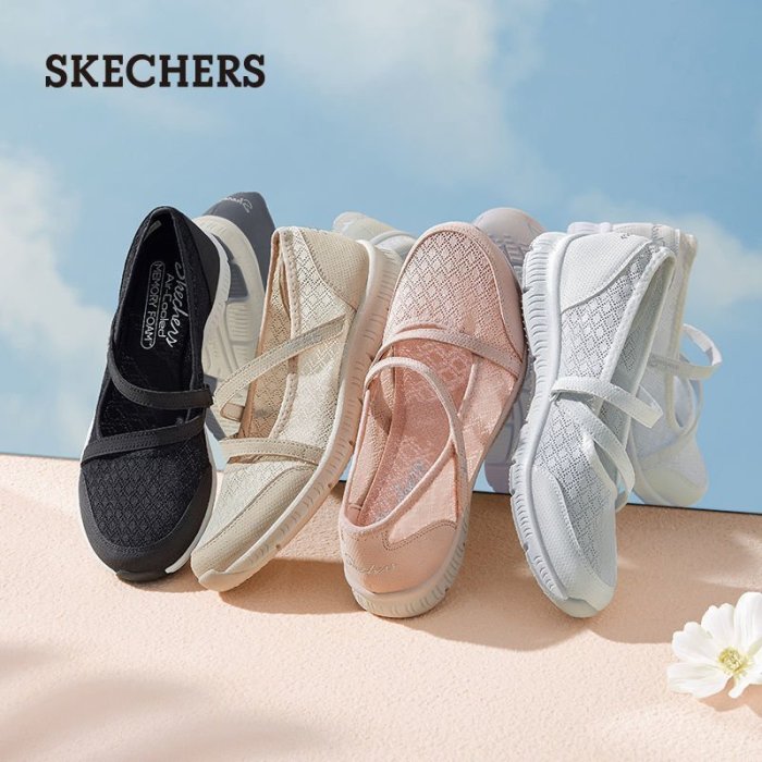 100原廠％Skechers斯凱奇官方2021新款女鞋樂福鞋懶人鞋瑪麗珍平底鞋芭蕾鞋