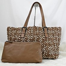 【茱麗葉精品】二手精品【9成新】BOTTEGA VENETA 限定款經典編織小羊皮織帶混搭肩背包.駝#723