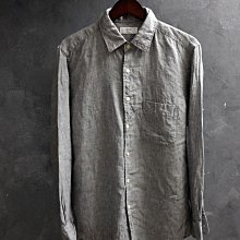 CA 日本品牌 UNIQLO 淺灰 純亞麻 長袖襯衫 M號 一元起標無底價Q583