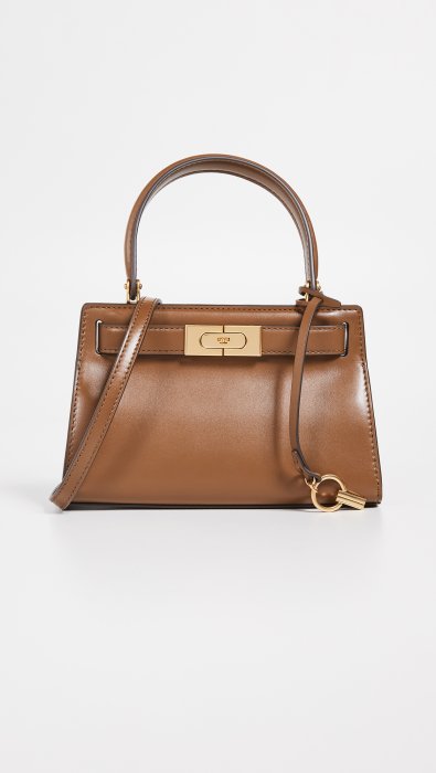 【紐約時尚】TORY BURCH Lee Radziwill Petite Bag 鎖扣皮革手提肩背包 棕色