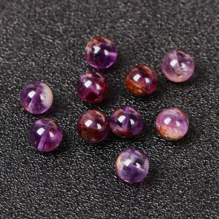 天然紫幽靈紫鈦晶散珠半成品DIY水晶手工飾品配件串珠單珠整包~沁沁百貨