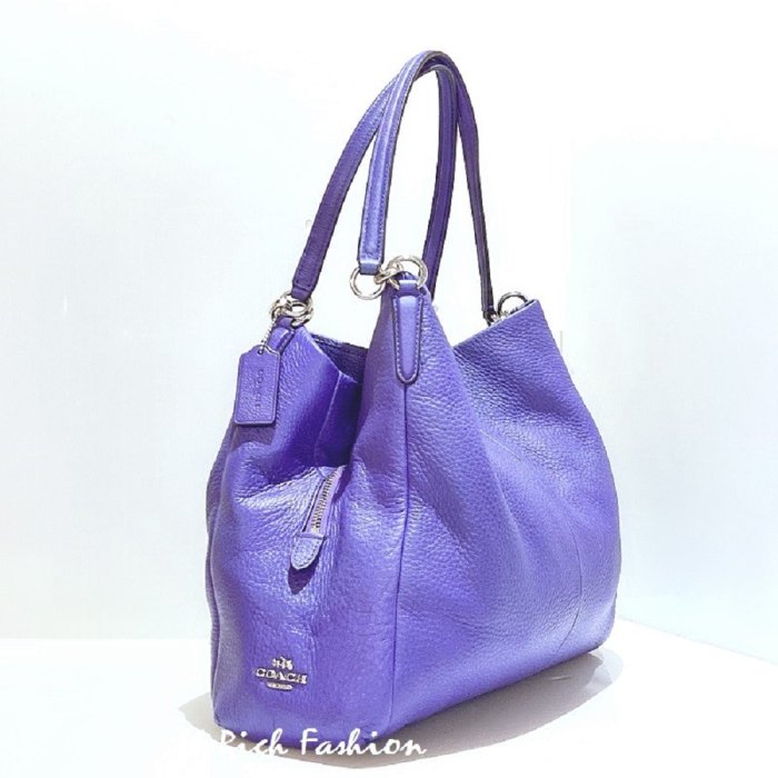就愛精品店❤️ COACH 專櫃款紫色真皮三層賈姬包-附提袋 #35723