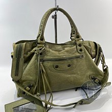 【一元起標 04/24】BALENCIAGA 115748 綠機車包 時尚百搭 精品包包 側背包 肩背包 簡約風 精品