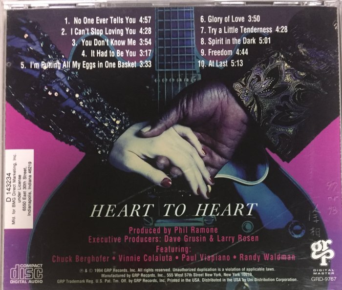 diane schuur &BB King-Heart to heart, 1994年原版  CD