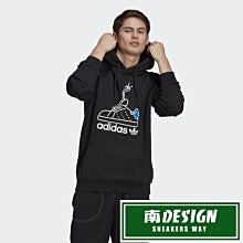 南◇2021 1月 ADIDAS WORM PRINT HOODIE 帽t GN2159 黑白藍 球鞋LOGO 長帽T