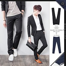。SW。【K32138】〈1.0版零碼區〉正韓 韓國製 修身顯瘦 質感 彈性佳 平滑西裝布 窄版 藍黑 素面西裝褲