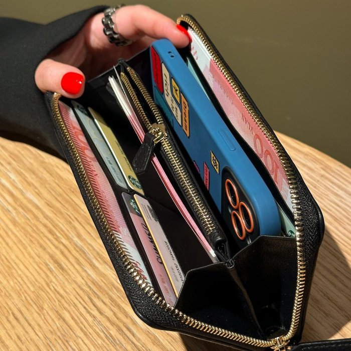 直銷#香格長款拉鏈錢包大容量真皮卡片包手拿包軟皮手機包