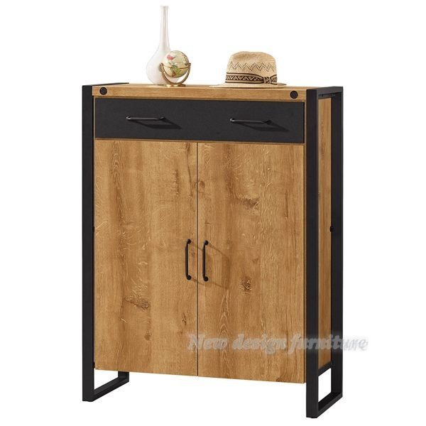 【N D Furniture】台南在地家具-工業風防蛀木心板木紋雙色3尺鞋櫃MC