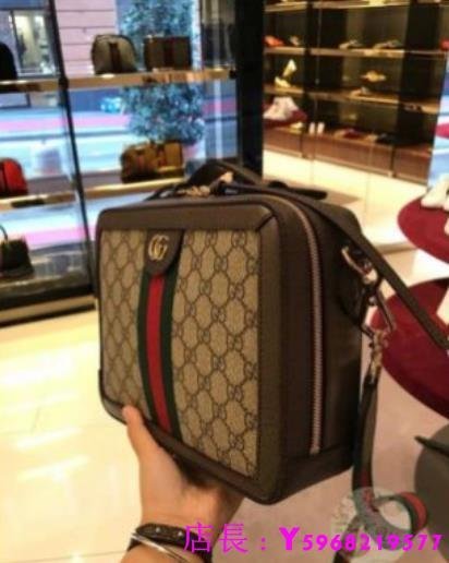 艾琳 二手正品 GUCCI 550622 Ophidia small 防水布面 復古化妝箱 肩背包 手提包 正品現貨