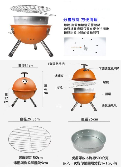 大台南冠均家具批發---全新 DIY 寶貝球烤肉爐 烤肉架 烤爐 BBQ 露營 中秋烤肉 悶烤二用 售完為止~別錯過~