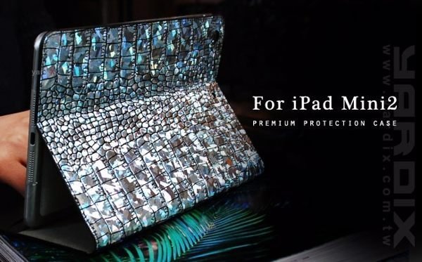 【愛瘋潮】限量搶購 韓國 Gaze Hologram Croco iPad Mini2 Retina 銀鑽漆鱷紋真皮皮套