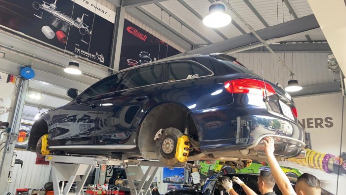 黃帝的店~Audi A4B8 B8.5 B7 Avant大保養進行~底盤多連桿更換~KW 避震 搭配HYPER COIL