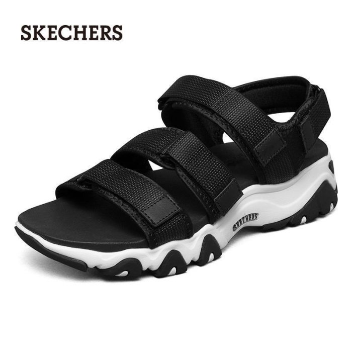 100原廠％Skechers/斯凱奇涼鞋女2021新款魔術貼厚底露趾沙灘涼鞋66666284