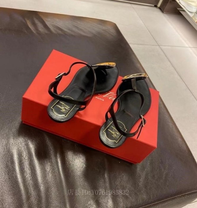 極美二手ROGER VIVIER Bikiviv' Sandal 夾腳 平底 拖鞋 涼鞋 黑色 20春夏