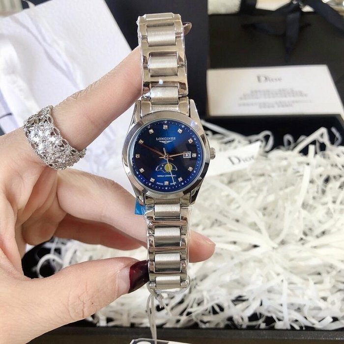 直購#浪琴LONGINES 康柏系列石英女錶 鋼帶手錶 高品質 女士商務腕錶 浪琴 水鬼