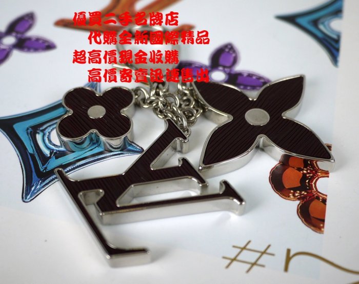 ☆優買二手精品名牌店☆ LV 原花 LOGO 紫 壓克力 金屬 水波紋 鑰匙 圈 吊飾 KEY M66369 全新 I