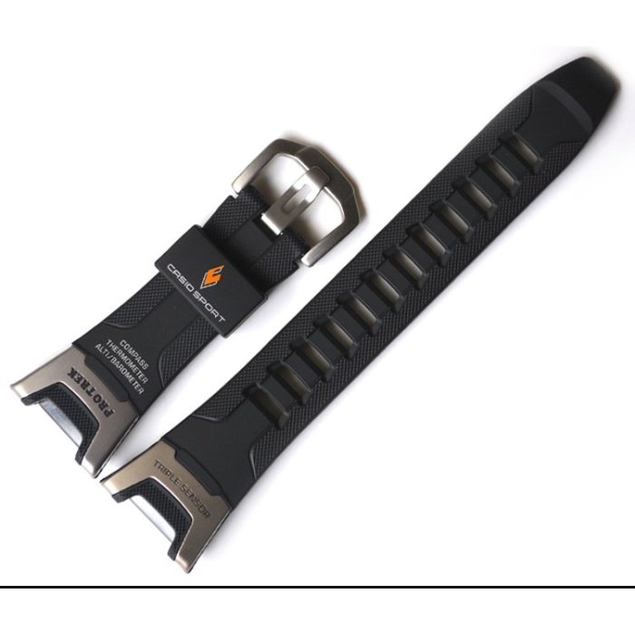 卡西歐手錶帶PRG-110/PRW-1300/PAW-1300黑色銀扣樹脂登山表配件