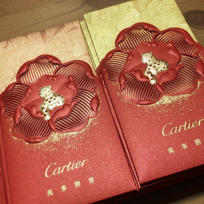 全新(5張)Cartier 卡地亞 紅包袋 金豹 萬事勝意/燈籠黑豹精品紅包(另LV Swarovski