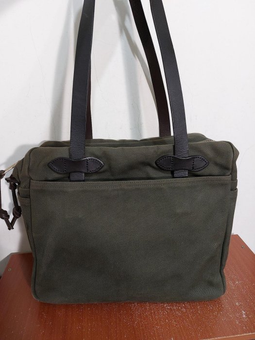 美國製 Filson Rugged Twill 70261 防潑水 斜紋帆布 黃銅拉鍊 植鞣 真皮 軍綠 托特包 手提包 側背包