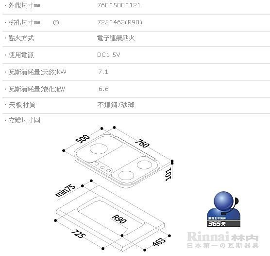 【DSC廚衛】林內Rinnia檯面式三口爐 不鏽鋼檯面RB-31B(L)(S) (天然氣) (全新倉庫貨)