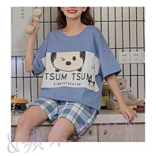 &蘋果之家&現貨-韓版純棉夏季居家/休閒服-TSUM TSUM 米奇藍 XXL