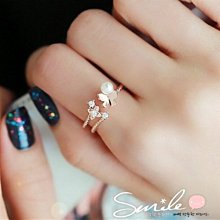 【DJJ2508】SMILE-時尚蝴蝶珍珠開口戒指