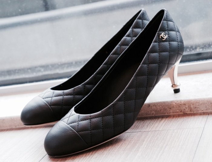 Chanel G30633 Quilted Pumps 菱格紋金跟鞋 5.5 cm 黑