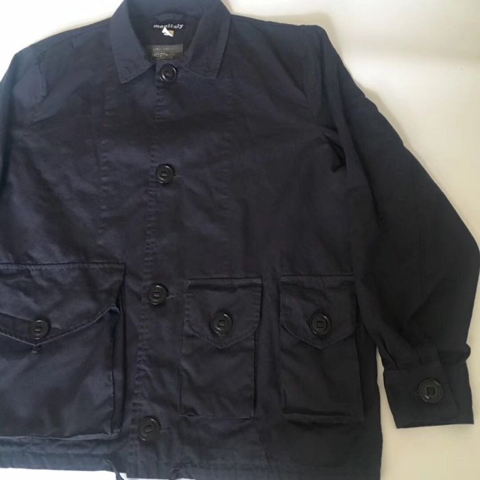 100原廠％余文樂Monitaly military service jacket 深藍色立領夾克外套軍衣