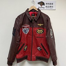 跩狗嚴選 極度乾燥 Superdry 經典復古 真皮 飛行夾克 騎士 頂級 牛皮 撞色 皮衣 外套 徽章黑豹貼布 深紅棕