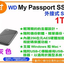 【粉絲價2619】阿甘柑仔店【預購】~ WD My Passport SSD 1TB 外接式 SSD 行動硬碟 (灰)