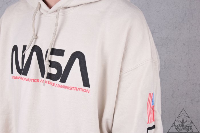 【HYDRA】Nasa Hoodie Sweatshirt 美國 太空總署 米白 Logo 帽T【46679890】