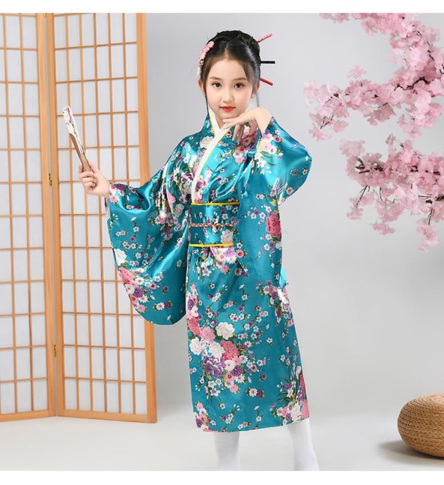日本和服傳統cos演出日服式浴衣睡袍小學生表演夏季女童睡衣~特價