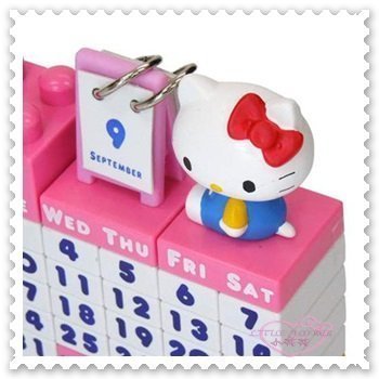 ♥小公主日本精品♥ Hello kitty 積木 玩具 樂高 蝴蝶結 蘋果 鋼琴 月曆 粉色 萬年曆 33094502