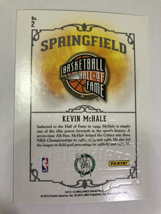 Kevin McHale #2 2012-13 Panini Brilliance Springfield