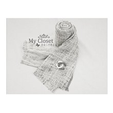 My Closet 二手名牌 CHANEL 經典 淺灰白色 Cashmere 圍巾/披肩